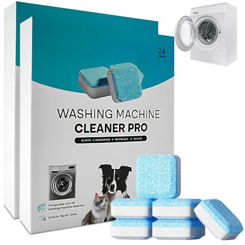 Weciau 48 Stück Waschmaschinenreiniger Tabs, Waschmaschinen Reiniger mit Formel für Tiefenreinigung, Waschmaschine Hygiene Reinigung, Extra Stark Gegen Geruch & Kalk