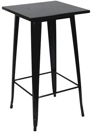 THINIA HOME Mesa Alta Industrial Cuadrada de Acero 60x60x105cm