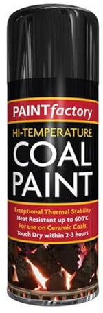 HOCHSTE High Temperature Stove & Ceramic Coal Spray Paint Matt Black, Heat Resistant up to 600°C for Wood Burners, BBQs, Fireplaces & Artificial Coals, 400ml (Ceramic Coal Paint, Pack of 1)