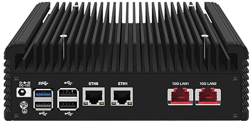 UDPTCP Alder Lake N200 Mini PC sans ventilateur (jusqu'à 3,7 GHz) sans RAM DDR5 sans SSD M.2 NVMe, matériel pare-feu IntelX550-T2 2 x 10 GbE RJ45, 2 x 2,5 GbE LAN OPNsense Appliance, AES-NI, 2HD, TF