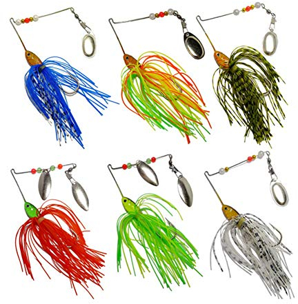 6 Stück Angeln Köder Set Hartschale Spinner Köder Spinnerbait Blinker mit Rock Jig für Barsch Hecht Forelle