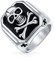 Bling Jewelry Men's Big Black Enamel Caribbean Pirate Skull & Cross Bones Rectangle Signet Ring For Men Teens Silver Tone Stainless Steel