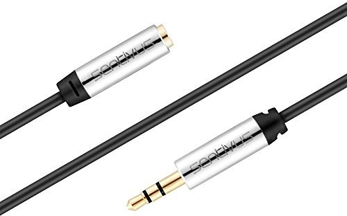Sentivus 5mm Stereo Audio Klinken Verlängerungskabel, 3,5mm Klinkenbuchse zu 3,5mm Klinken Stecker, AUX Kabel - Metallstecker, schwarz, 5.00 m