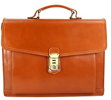 Belli Design Bag D italienische Leder Businesstasche Arbeitstasche Messenger Aktentasche Lehrertasche Laptoptasche Unisex in cognac - 40x30x12 cm (B x H x T)