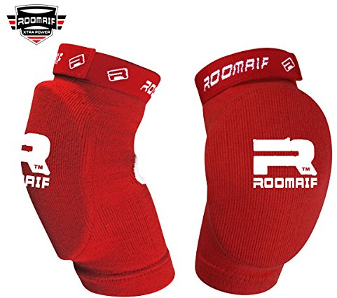 ROOMAIF Ellenbogenschützer Ellenbogenschoner Ellenbogen Bandagen Kickboxen MMA Kampfsport Elbow Guard DE (Rot, Einheitsgröße)