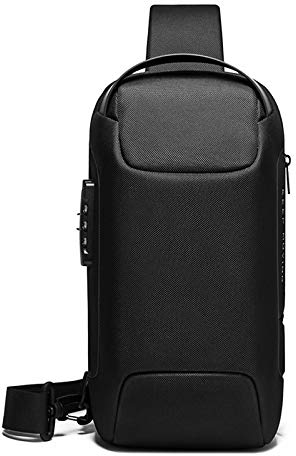 FANDARE Brusttasche Sling Rucksack Daypacks mit USB für Herren Damen Schultertasche Grosse Kapazität Umhängetasche für Outdoor Sport Wandern Radfahren Bergsteigen Reisen Dauerhaft Schwarz