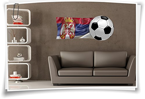 Medianlux Wandbild Serbien Flagge Aufkleber Fahne Fußball Aufkleber Sport EM WM Pokal Wand, 120 x 68cm (BxH)