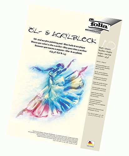 folia 8363 - Öl- und Acrylmalblock, 290g/qm, DIN A3, 10 Blatt - Qualitätspapier geeignet für Acrylfarben, Öl- und Pastellkreiden, Weiß