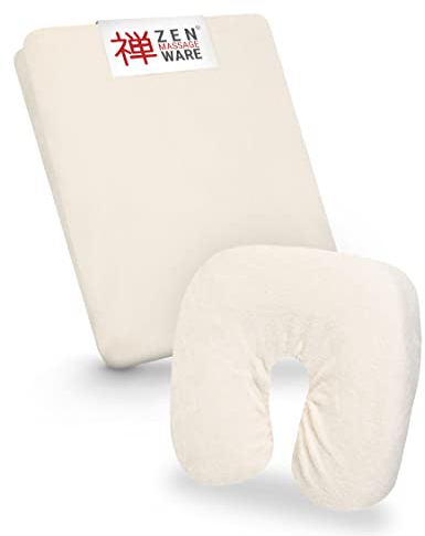 Zen – Spannbezug für Massageliegen & Kopfstützen – weiches Frottee-Spannbetttuch für Kosmetik-, Therapie- & Behandlungsliegen – Liegenbezug waschbar bei 60° – Massage-Zubehör (Creme)