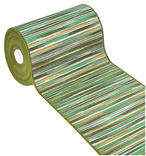 Tappeto Cucina Bordato Assorbente Tessitura Piatta Multiuso Bagno Camera Stile Bamboo 52X140 Verde