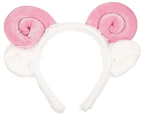Amosfun Niedlicher Pinker Schafohren Haarreif FüR KostüMe, Partys Und Spa-Anwendungen, EinheitsgrößE, Haarband Mit PlüSch HöRnern
