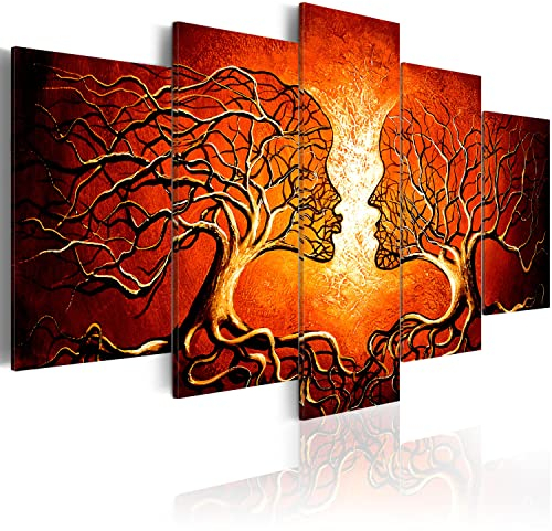 B&D XXL Acrylglasbild Bäume Liebe 200x100 cm 5 Teilig Wandbild auf Acryl Glasbilder Kunstdruck Moderne Acrylglas Platte Wanddekoration Geschenke Heimdekoration Glasbild Abstrakt h-A-0086-k-n