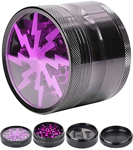 Soulpala Grinder Moulin à Épicé 2.5 Inch en Alliage de Zinc - 4 Pièces Tamis pour Épices Séchées, Aromatiques et Pollen