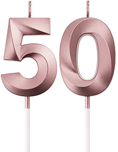 BBTO 50. Geburtstag Kerzen Kuchen Ziffer Kerzen Alles Gute zum Geburtstag Kuchen Topper Dekoration für Geburtstag Party Hochzeit Jahrestag Feier Lieferungen (Rose Gold)