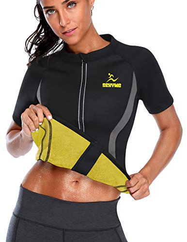 SEXYWG Women Hot Sweat Sauna Shirt Neoprene Top Workout Body Shaper Slimming Sauna Suit