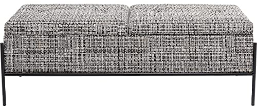 Kare Design Bank Storage, Schwarz/Weiß, Sitzbank, mit 2 Fächern, Textil Bezug, Stahlgestell, 43x120x40 cm (H/B/T)