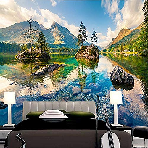 Wandbild Tapeten Mode Berg Alpen Fließendes Wasser Wanddekoration fototapete 3d Tapete effekt Vlies wandbild Schlafzimmer-300cm×210cm