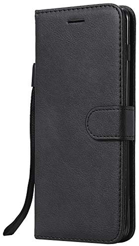 DENDICO Coque Galaxy S10 Plus, PU en Cuir Coque Portefeuille Étui Housse, Design Classique TPU Coque pour Samsung Galaxy S10 Plus - Noir