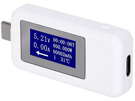 USB C Power Meter Monitor, 4-30V 0-155W 5A Power Tester, Multifunctional Bidirectional Current Voltage DC Digital Voltmeter(white)