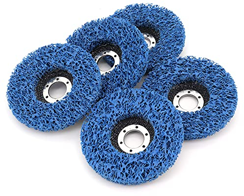 DingGreat 5Pcs Paint Removal Grinding Wheel, 115 x 22mm Poly Strip Abrasive Disc Rust Paint Remover Cleaning Grinding Wheel for Angle Grinder Clean and Remove Paint Coating Rust Welds Oxidation -Blue