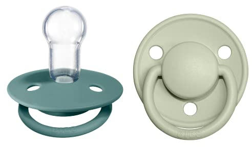 Tétine BIBS De Lux. Lot de 2 sucettes. Sans bisphénol A, Téterelle ronde. Silicone, Taille unique (0-36 mois), Island Sea/Sage