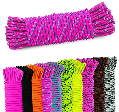 NEU AMZoutdoor® 4mm Paracord 550 Schnur | Paracord Schnur | 7 Kernstränge | Outdoor Ausrüstung | Outdoor Camping | Paracord Schnüre für Hundehalsband | Hundeleine (10 Meter, Pink-Blau)