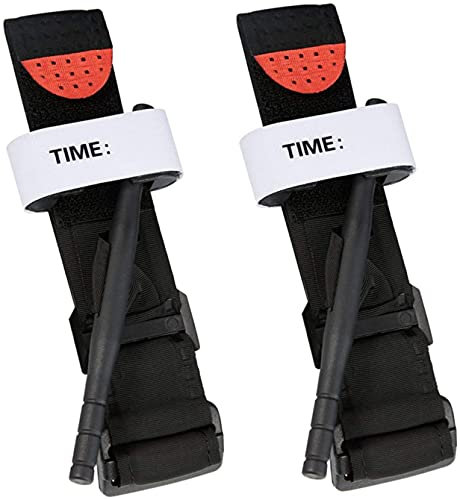Torniquete para acampar al aire libre, torniquete de emergencia militar para combate, torniquete con una sola mano, equipo de primeros auxilios médicos para la familia, niños, entrenamiento (2 Pack)