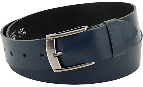 Vascavi Ledergürtel, 4 cm breit, Echtes Leder, Unisex Gürtel für Damen und Herren, MADE IN GERMANY, AM531-SL-Dunkelblau-85