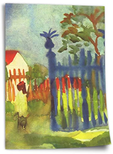 Printistico Poster August Macke - Gartentor Kunstdruck ohne Rahmen, Wandbild - A4, A3, A2, A1, A0, XXL - Wohnzimmer, Schlafzimmer, Küche, Deko