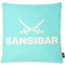 Sansibar Sylt Dekokissen »Outdoor Kissen (1 Stück), Dekokissen Logodruck, 45x45 cm, mit Kissenfüllung, Wasser- und schmutzabweisend«, in- und Outdoor geeignet (türkis/Offwhite)
