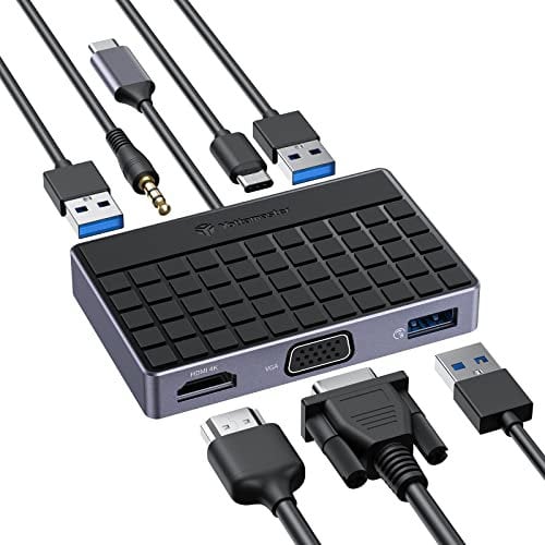 Yottamaster USB C Hub Dual Monitor, 7-in-1 USB-C Hub with 4K HDMI, VGA, 3 USB-A, 100W PD, Audio for Macbook Pro/Air, XPS and More USB C Laptops