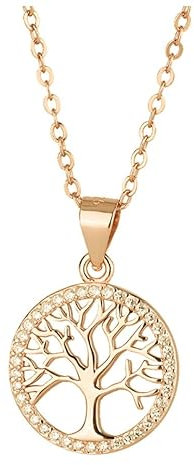Genérico Colgante Arbol de la Vida Oro Circonitas para Mujer Madre Mama Abuela, plata