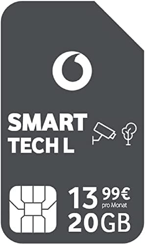 Vodafone Smart Tech L, 20GB Daten, für smarte Geräten, LTE 4G/5G Sicherheitskameras, Arlo Go, Reolink (Nicht für Smartphones, Tablets, Keine Sprachanrufe) ABO 24 Monate Laufzeit, IoT, M2M SIM