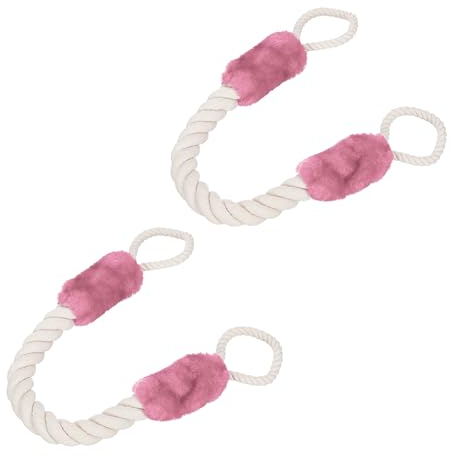 Relaxdays Türkordel 2er Set, Türstopper Klinke, 60 cm lang, Klemmschutz für Kinder & Tiere, Tür Seil maritim, Creme/rosa