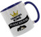 Crealuxe Kaffeetasse - Camping - King (Wunschname) -Spruchtasse, Bürotasse, bedruckte Keramiktasse, Tasse mit Spruch, Hochwertige Kaffeetasse (Blau)