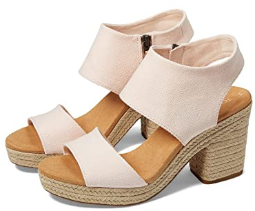 TOMS Women's Majorca Platform Basket Weave Sandal, Dusty Peach, 7.5 UK