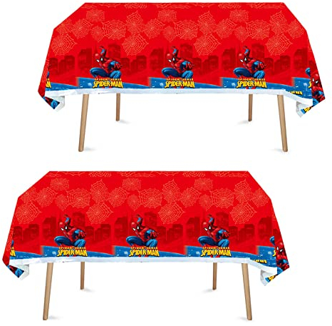 2Pack 180*108cm Red Spider-Man Cartoon Party Table Cloth for Boys,Rectangular Spider-Man Party Disposable Table Cover Plastic Tablecloths for Kids,Superhero Spider Birthday Spider Themed Decoration