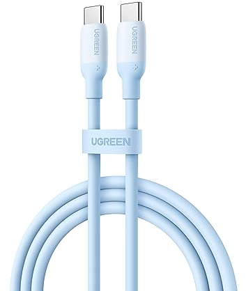 UGREEN Câble USB C vers USB C Charge Rapide PD 60W Gel de Silice Compatible avec iPhone 16 Plus Pro Max 15 Galaxy S24 Plus Ultra S23 A55 A35 iPad Pro Air MacBook Pro Steam Deck (1M, Bleu)