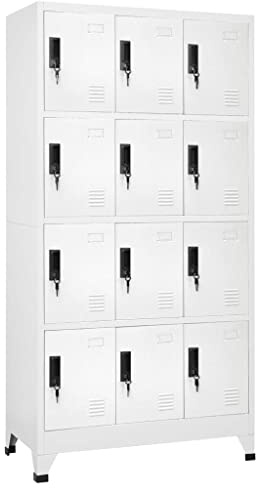 Locker Cabinet White 90x45x180 cm Steel