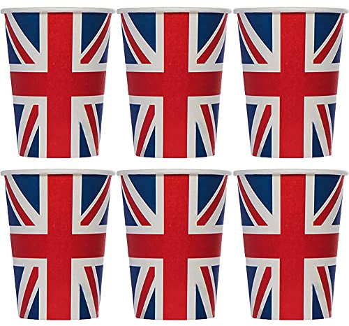ZOPPER / 6 x Union Jack Party Paper Cup | UK-Flag Tableware Party Supplies for Celebrate theking Charles Coronation Disposables Table Dinnerware Decorations Set