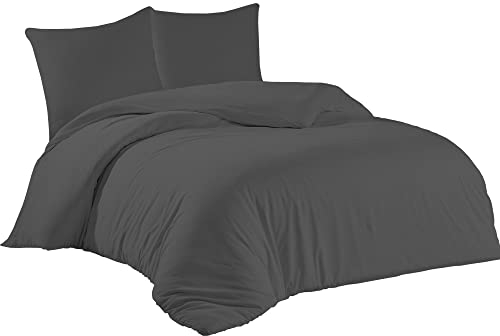 Livessa Bettwäsche 155x220 3teilig Baumwolle - Bettwäsche mit Reißverschluss: Bettbezug 155x220 cm + 2er Set Kissenbezug 80x80 cm, Oeko-Tex Zertifiziert, aus%100 Baumwolle Jersey (140 g/qm)