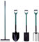 GARDEN Lot d'outils de jardinage Pelle ronde + fourche à bêcher + bêche + râteau