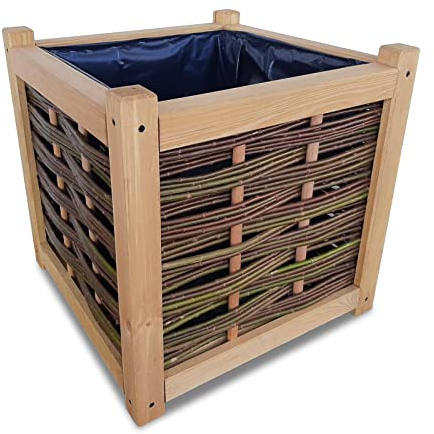 Ogrodzenia Wiklinowe Blumentopf aus Weide 65l - 49x49x49 cm - Pflanzkübel, Blumenkasten Holz, Pflanze Aufbewahrungskorb für Balkon & Garten