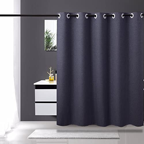 Rideau de Douche, pour Baignoire et Salle de Bains en Lin avec Motif de Lin Rideau de Douche pour Douche ou Baignoire à la Maison, Bleu, 200x200cm