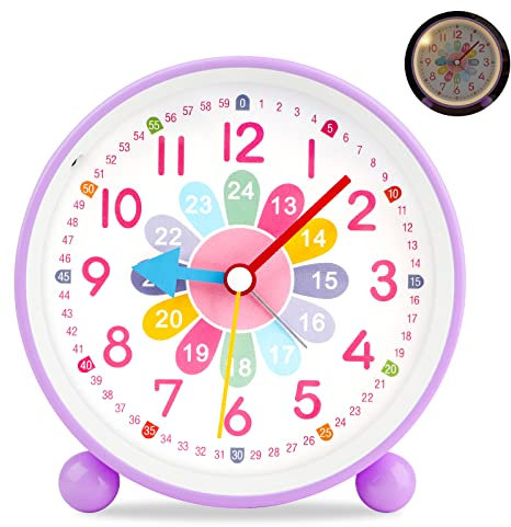 GUUMUXIN Wecker Kinder Jungen Mädchen,Analoger Wecker Kinder,Wecker Analog Ohne Ticken,Wecker mit Lautem Alarm, Nachtlicht, Snooze, Batteriebetriebene Weckuhr