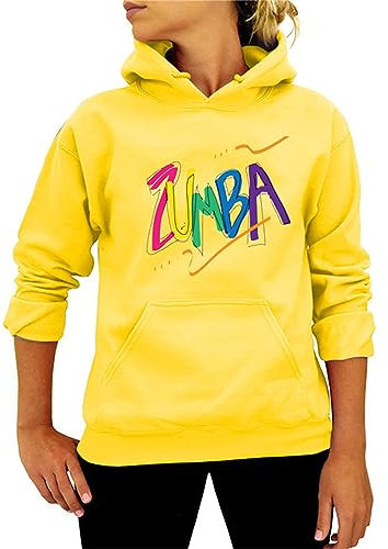 keephen Damen Zumba Print Tops Mode Kapuzen-Sweatshirt mit Kordelzug Tasche Langarm Pullover Bluse für Damen Tägliche Outdoor-Fitness
