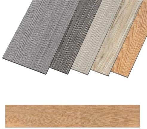 Aufun PVC Bodenbelag Vinylboden Selbstklebend 18 Stück 2.51m², Holzmaserung Bodenfliesen mit Holz-Optik, Vinyl Klebefliesen Wasserfest Rutschfest für Küche, Wohnzimmer, Balkon (Braun oak)