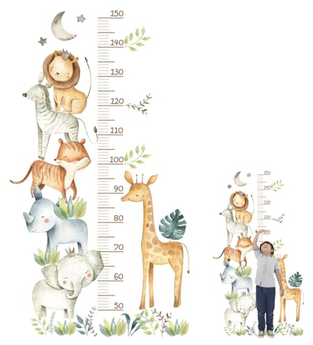 Forhome Tabella di altezza per bambini, adesivo murale autoadesivo Animali della foresta, adesivo murale della tabella di altezza per bambini, decorazione della stanza dei bambini, misure 50-150 cm