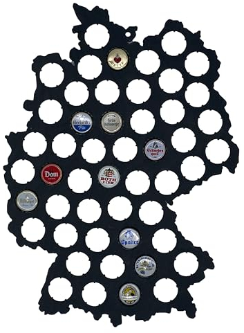 LOANO Bierkarte M für 50 Kronkorken - Black Edition - Sammelkarte Deutschland (39x29cm) aus Holz Kronkorken Sammler Album