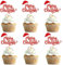 Blumomon 24 Stück Merry Christmas Cupcake Topper rot Weihnachts-Kuchen-Topper Zahnstocher-Flaggen für Weihnachtskuchen-Dekoration Weihnachtsfeier Feiertagsbedarf